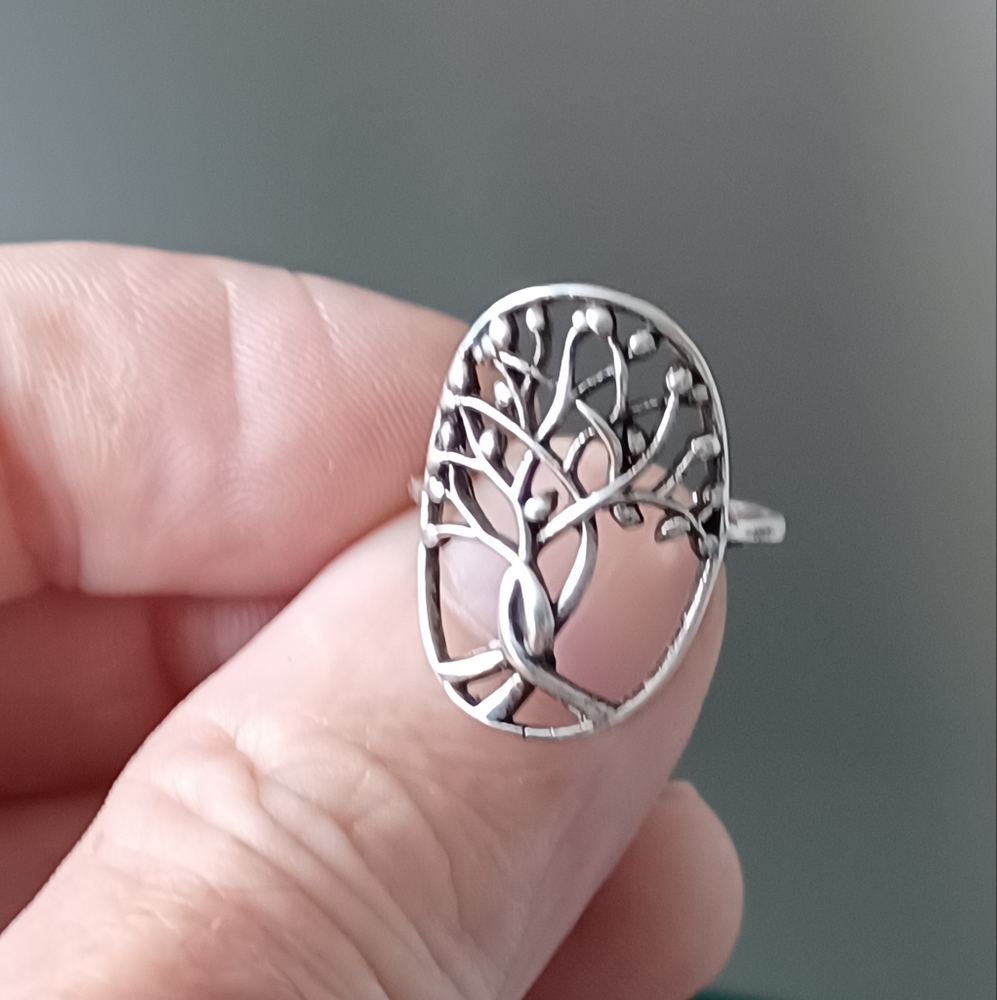 Elegant Sterling Silver Silver Tree of Life Ring